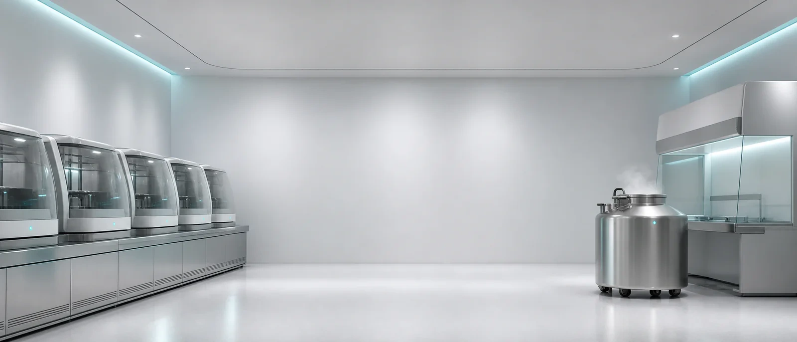 Modern IVF laboratory with incubators and cryostorage equipment
