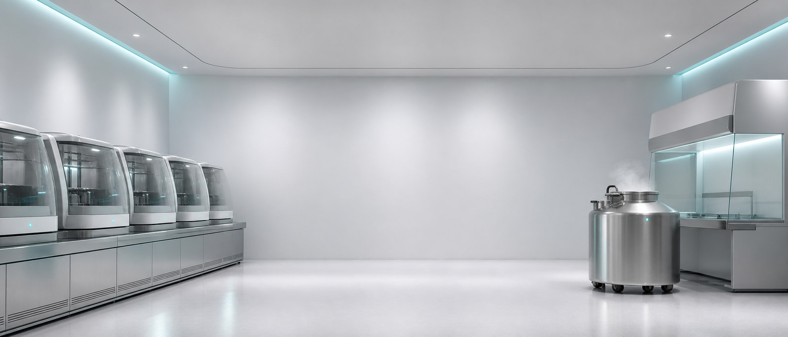 Modern IVF laboratory with incubators and cryostorage equipment