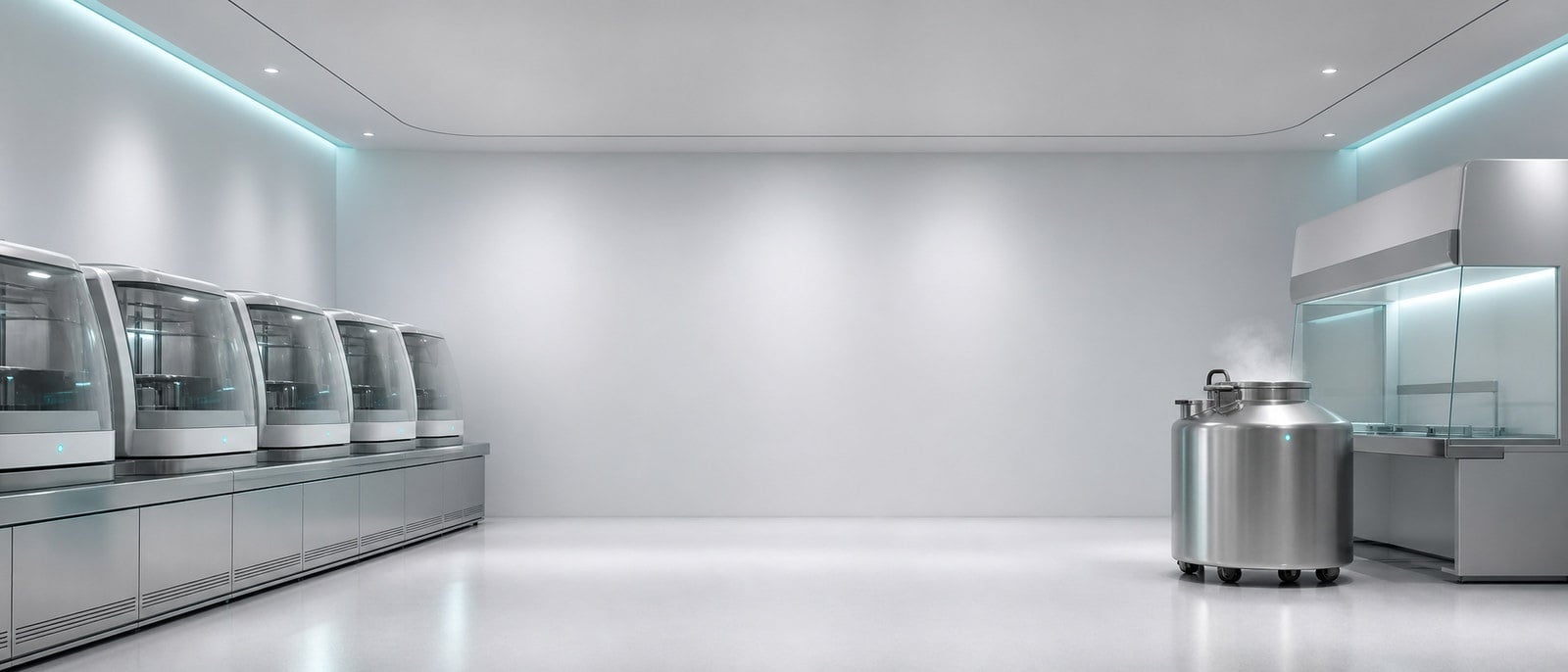 Modern IVF laboratory with incubators and cryostorage equipment